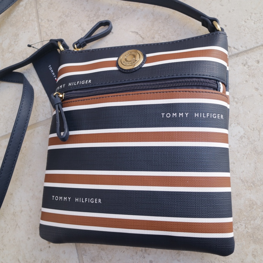 Tommy Hilfiger Brown Navy Blue Crossbody - Picture 2 of 4